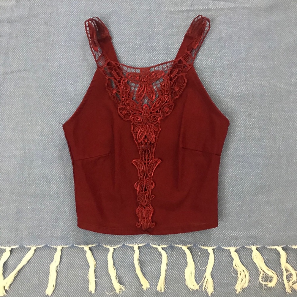 XS cropped tank with crochet detailing